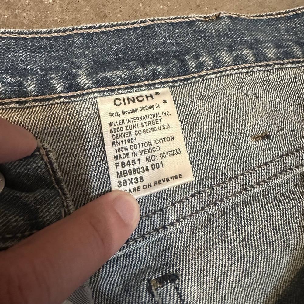 Cinch Men's Straight Fit Silver Label 38x38 (36x38) Stonewash Jeans MB98034001 - Picture 4 of 8